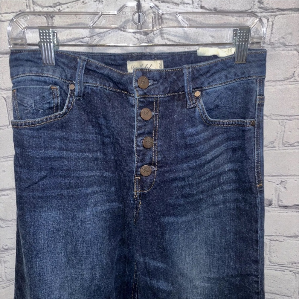 Unpublished Greta High Rise Wide Leg Crop Blue Jean Button Closure Size 30 X 27 - Picture 6 of 7